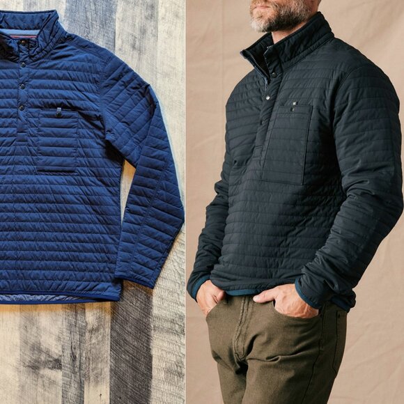 Relwen Windzip Popover Puffer Sweatshirt Jacket Navy Blue Medium - Picture 1 of 8